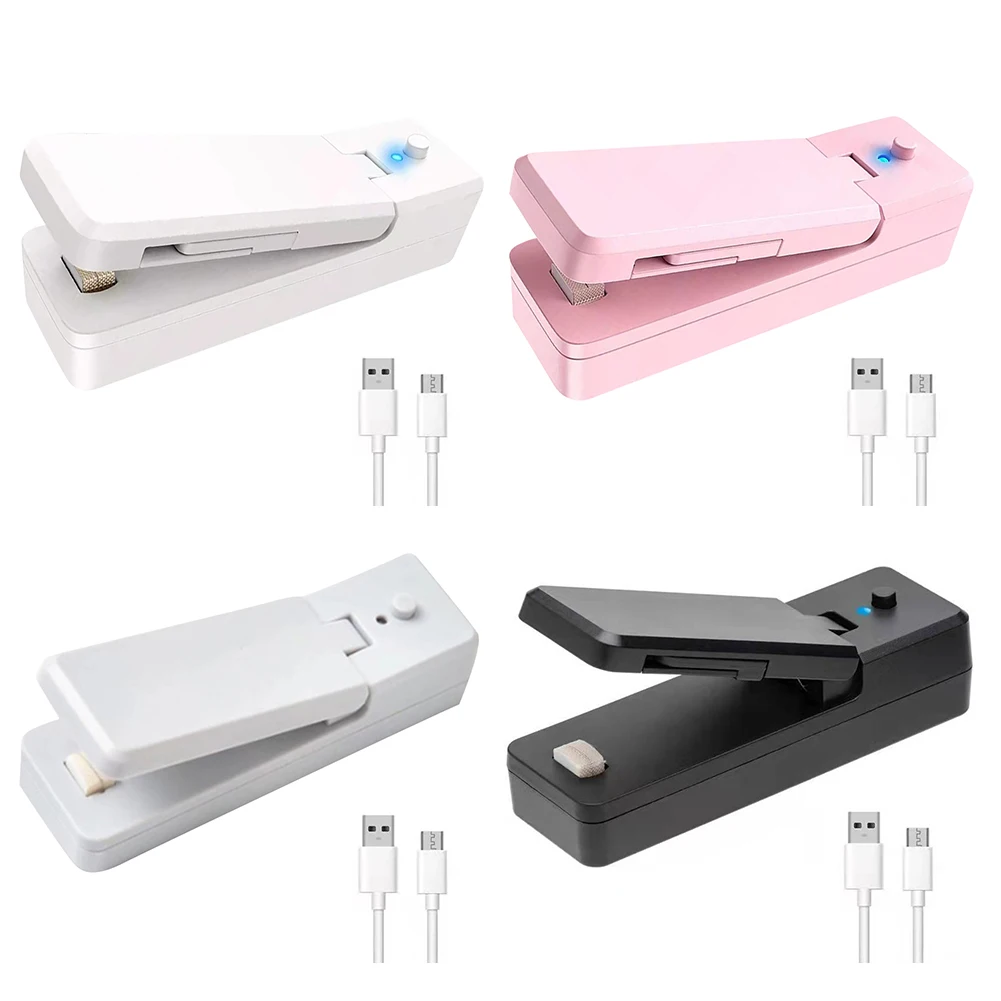 Mini Heat Sealer USB Rechargeable Portable Sealing Machine Handheld with Cutter for Plastic Bags Snacks and Food Storage