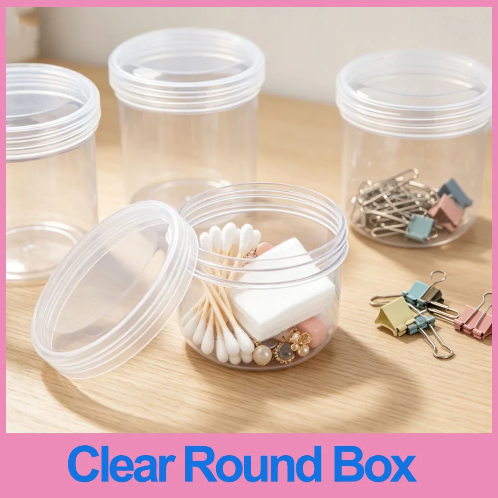 Clear Round Sealed PP Plastic Storage Box With Screw Lid Mini Sub Packaging Bottle Pill Container Small Parts Organizer