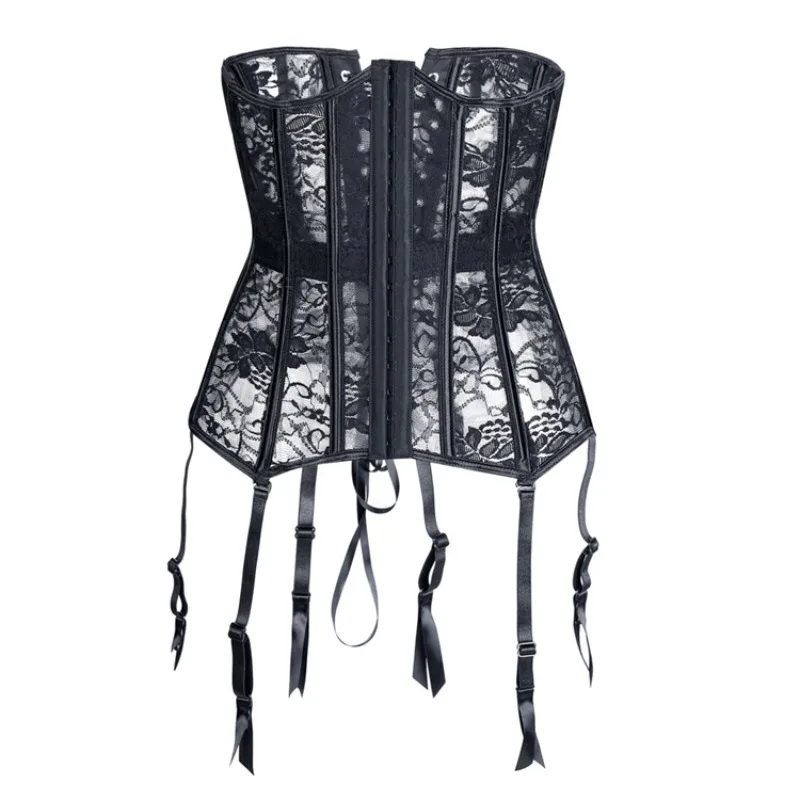 Underbust Corset Top With Suspenders Lingerie Sexy Women Waist Cincher Bustier Breathable Lace Shape Body Garter Belt Plus Size