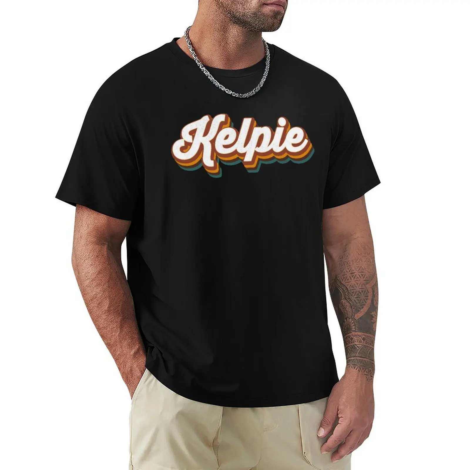 

Kelpie - Australian Kelpie Retro T-Shirt baggy shirts Luxury man graphic t shirts plain black t shirts men