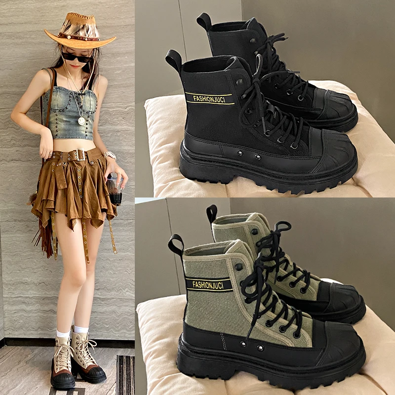 Women   Fashion Breathable and Comfortable Vulcanized Shoes 2023 New   High Top Comfortable Canvas Shoes