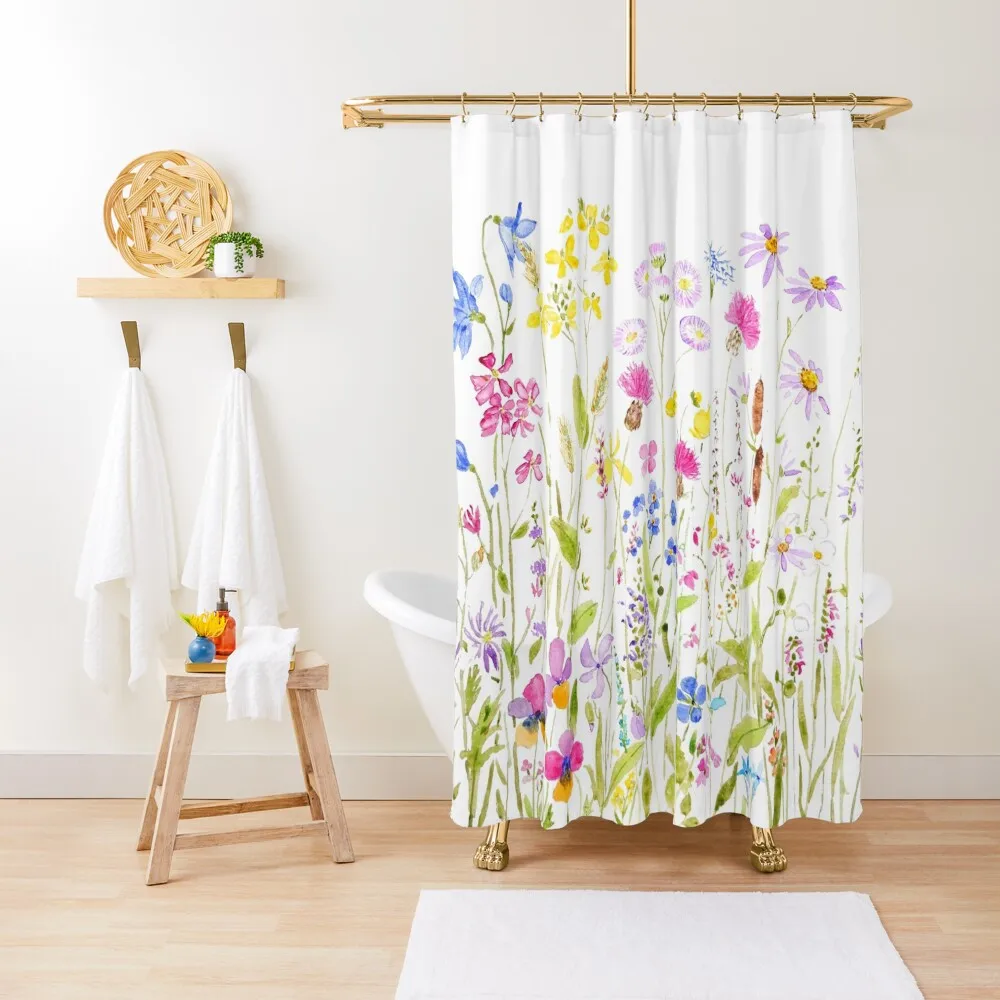 

colorful meadow fields watercolor Shower Curtain Bathroom Showers For Bathroom Shower Bathroom Accessories Curtain