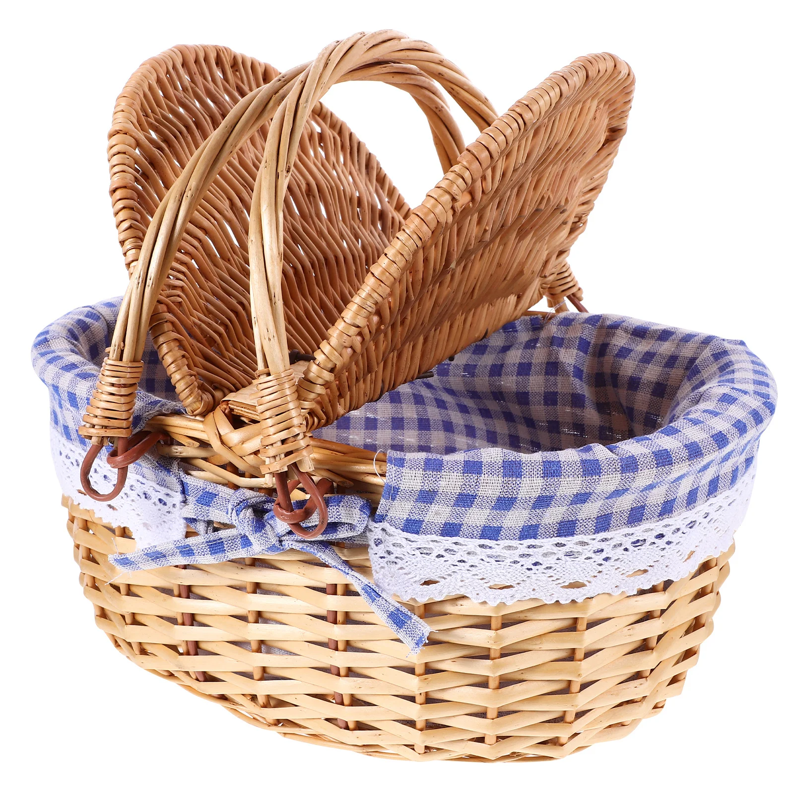 

Woven Storage Basket with Handle Multi-Functional Wicker Picnic Basket for Home Decor Kitchen Dining Room Sundries Holder