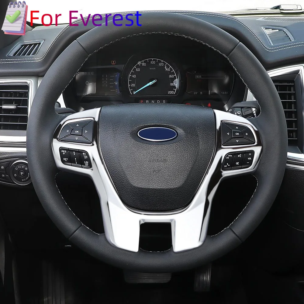For Ford Ranger Everest Endeavor 2015+ ABS Carbon Fiber Steering Wheel Cover Sticker Trim Frame Decorator Accessories