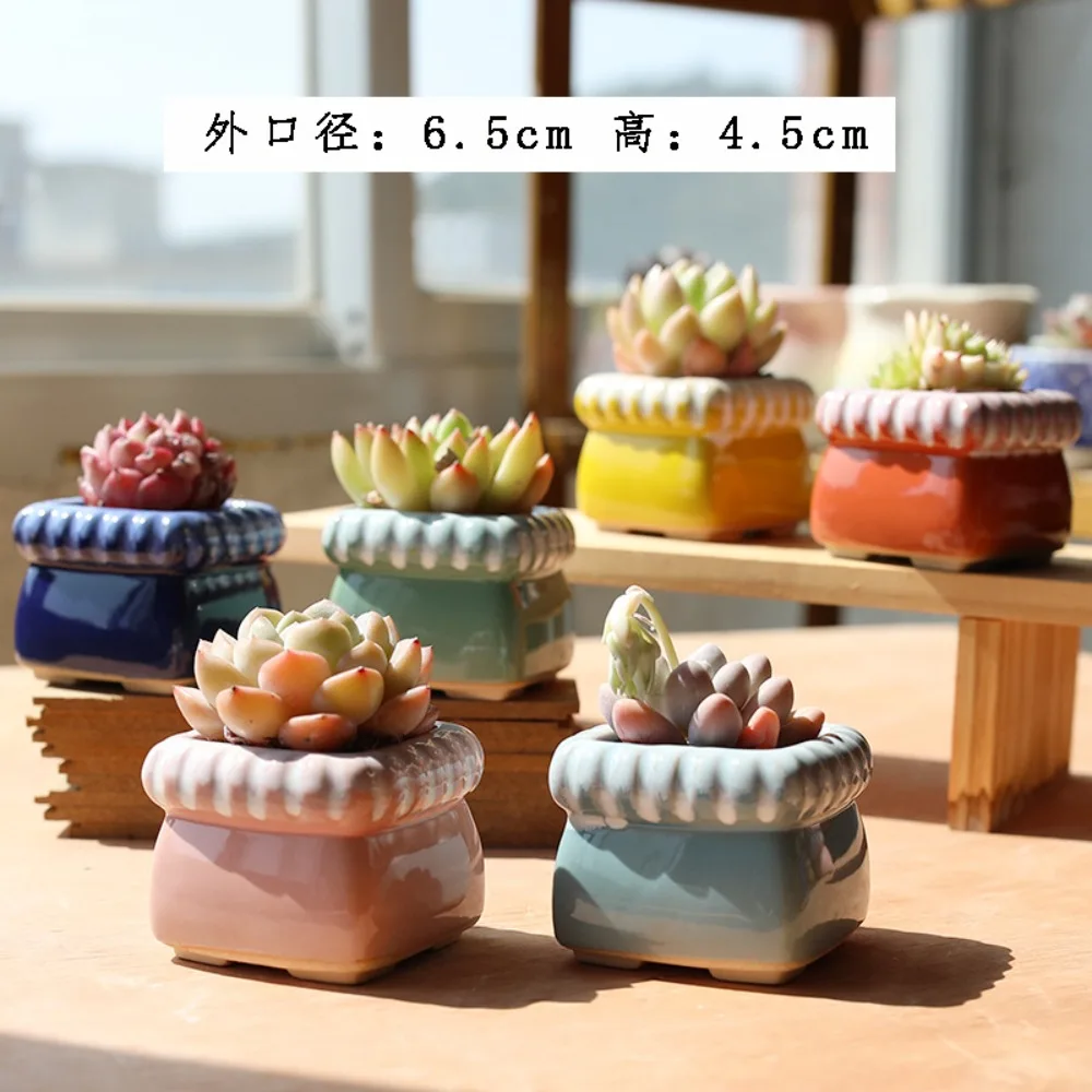 twist mouth succulent flower pot ceramic control type creative personality small thumb basin flow glaze simple breathable