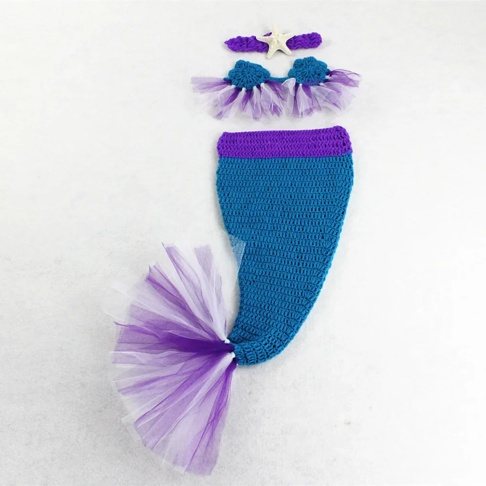 Newborn Photography Outfit Baby Photo Costume Purple Mermaid Suit Mermaid Photo Props Mermaid Knitting Suit Baby Boy Outfit