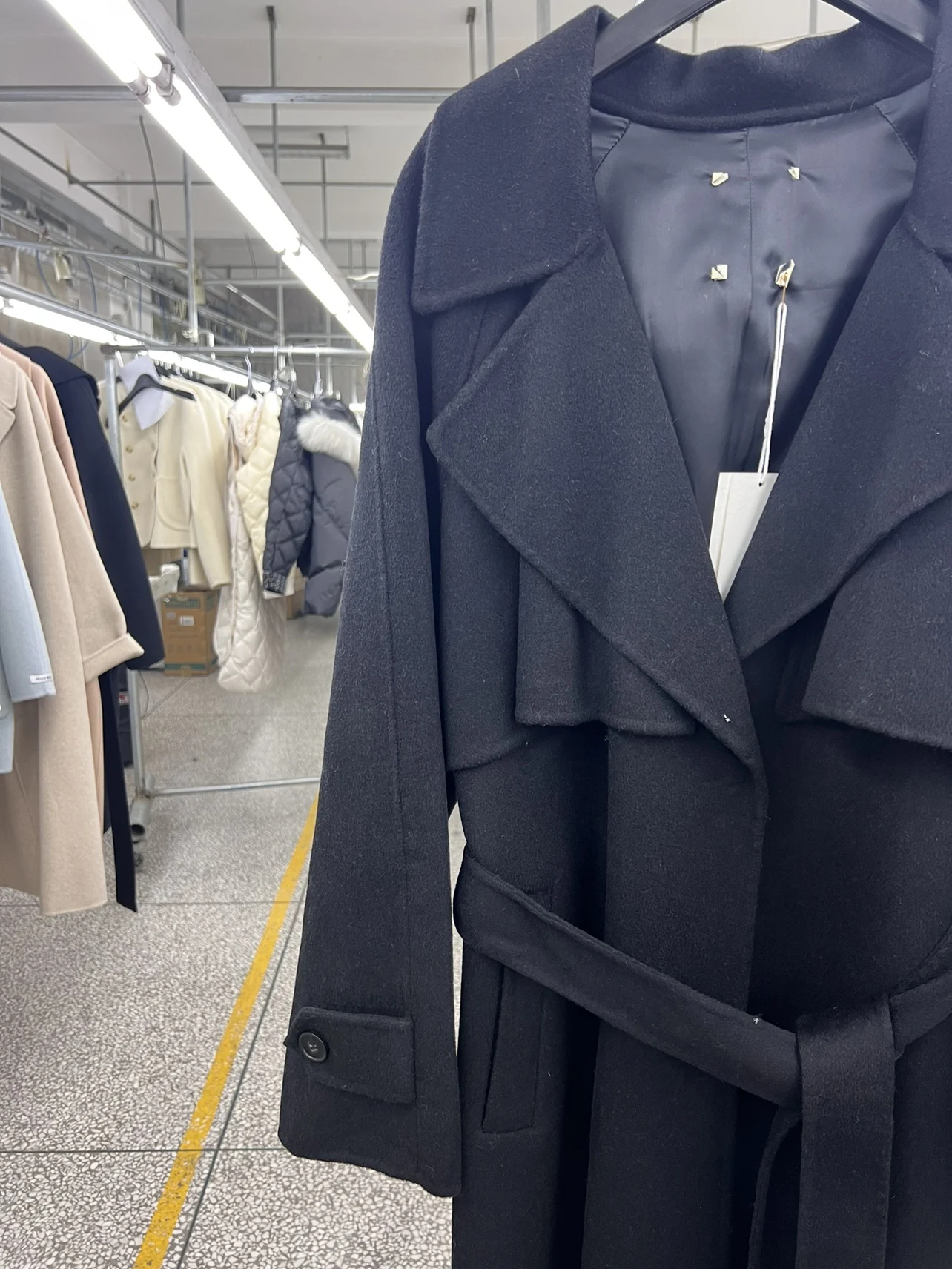 

Корейское одинарное пальто Dongdaemun, новое модное двустороннее шерстяное пальто с ручной прошивкой, женская верхняя одежда средней длины