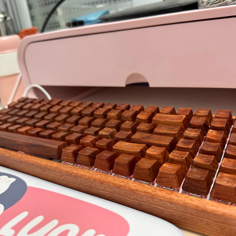 

Soild Wood Keycaps Set 61/87/108keys Custom OEM Profile Walnut Key Cap Mechanical Keyboard Game Accessory Gift Peer Wood Keycaps