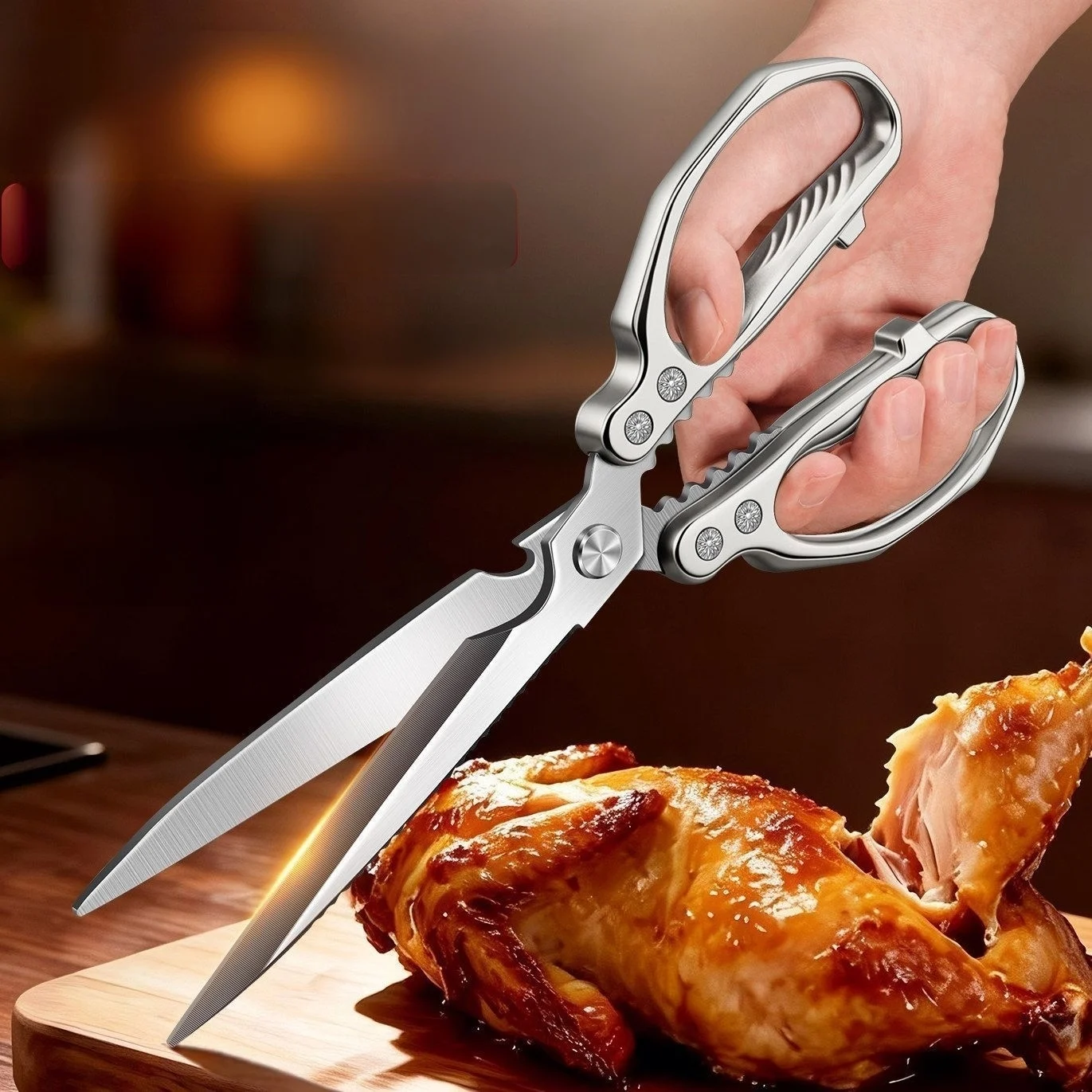 New Kitchen Professional Scissors Home Use Vegetable Food Scissors Powerful BBQ Scissors Sharp Extended BBQ Scissors
