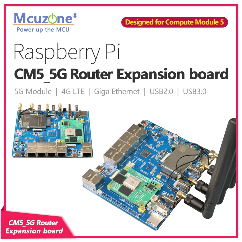 Raspberry Pi CM5_5G Router Expansion board,5*GIGA Ethernet, USB3.0,M.2 B-Key