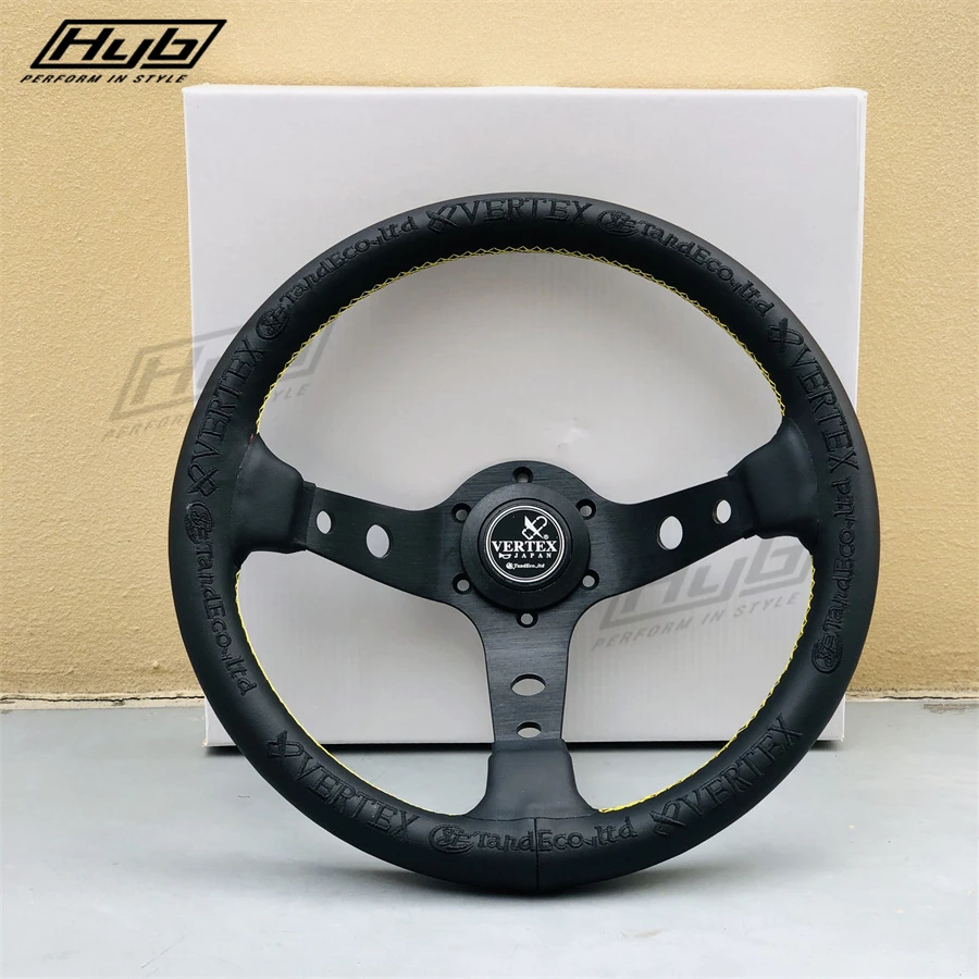 Volante universale da 320mm King of Vertex nero da corsa Drift Rally JDM volante in pelle