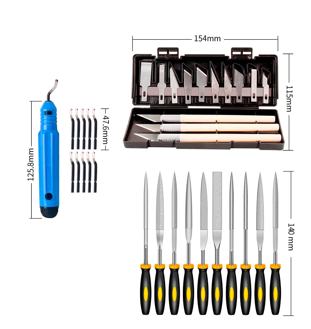 Trimming Tool 3D Model Grinding Tool Deburring Engraving Knife Kit Carving Tool DIY 3D Printer Part File Cutter Scraper