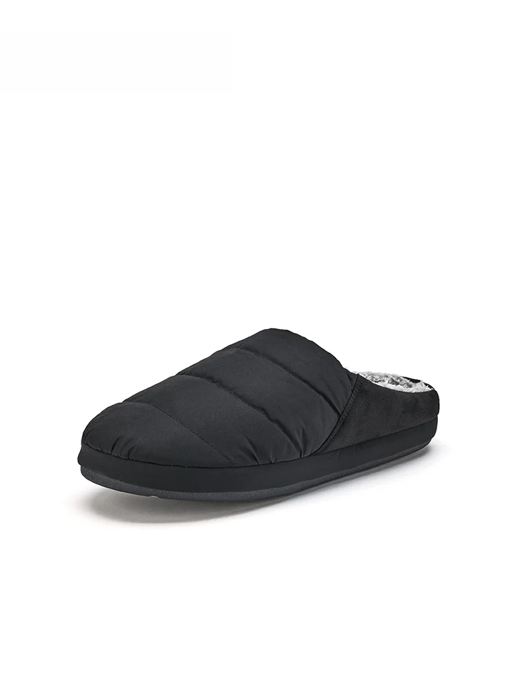 Men's Winter Slip-On Shoes Fleece Lined Warm Cotton Clogs Beige Versatile Head Covering Slippers Casual Wear round Toe Thick ...