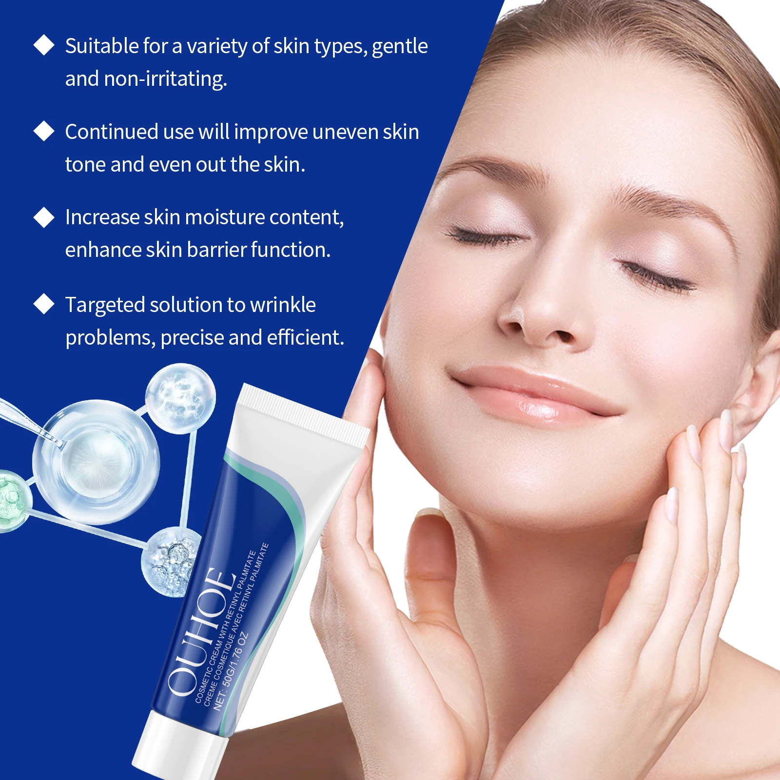 50g retinol rugas remoção creme endurecimento levantamento anti envelhecimento desvanece-se linhas finas hidratante clareamento iluminar cuidados com a pele cosméticos