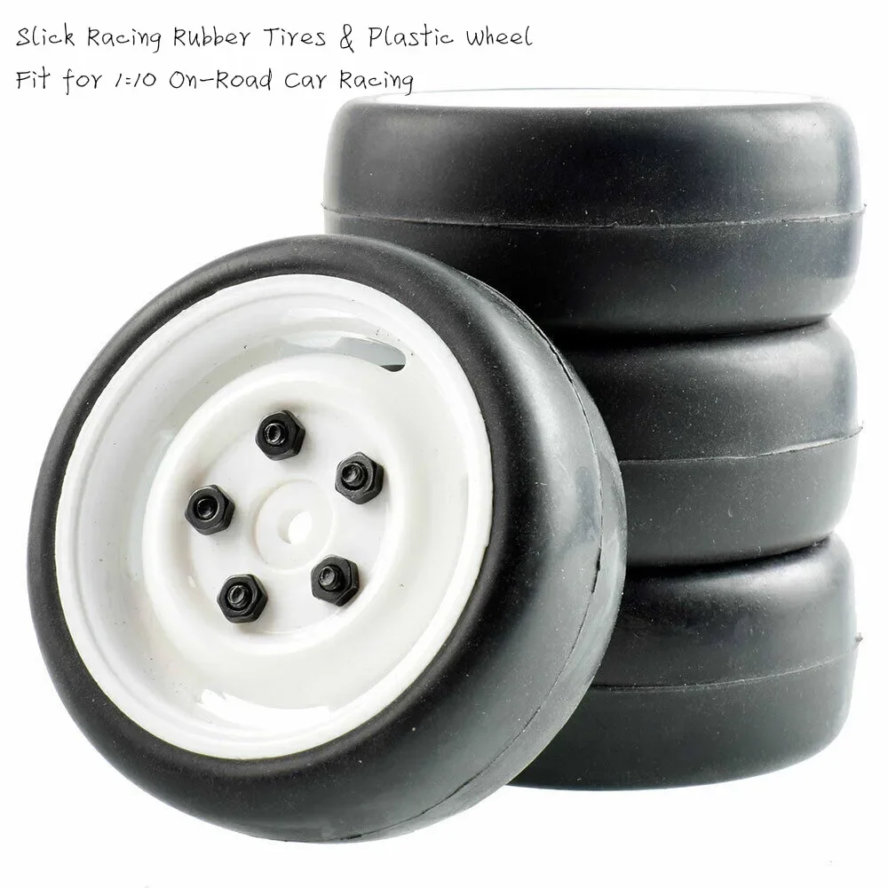RC Rim51-6018 Slick Racing Tires & Wheel Sets For HSP HPI 1/10 1:10 Touring Car