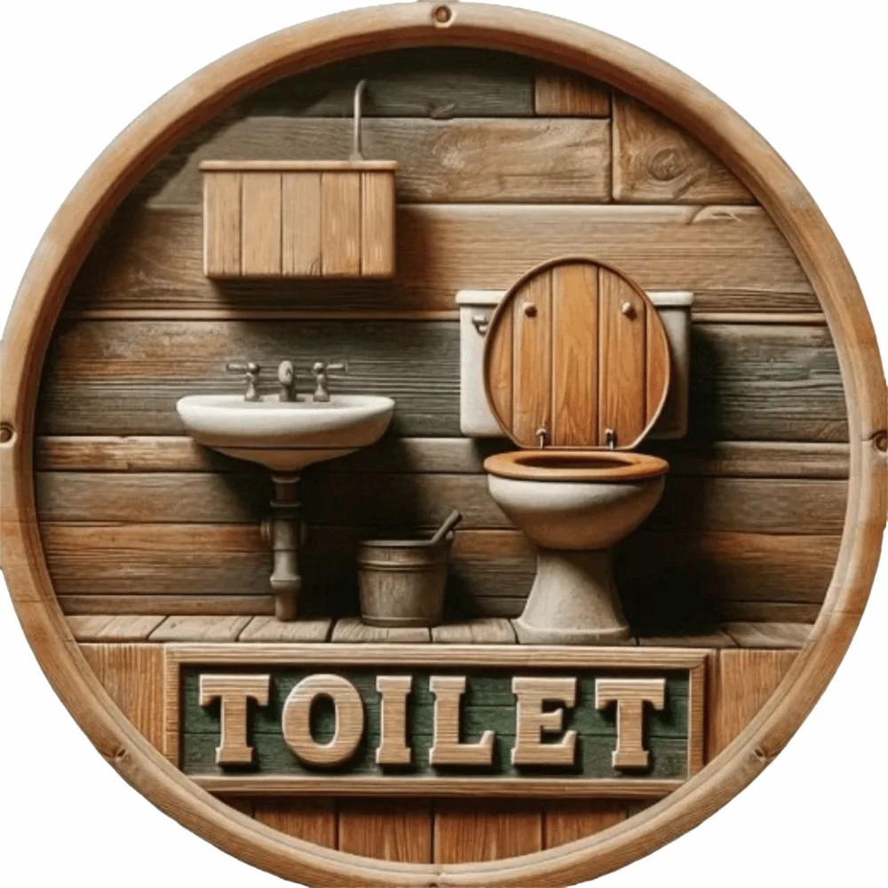 Retro 2D Flat Hanging Wooden Sign Round Magical Coffee Sign Door Hanging Pendant WC Garden Decoration Restaurant
