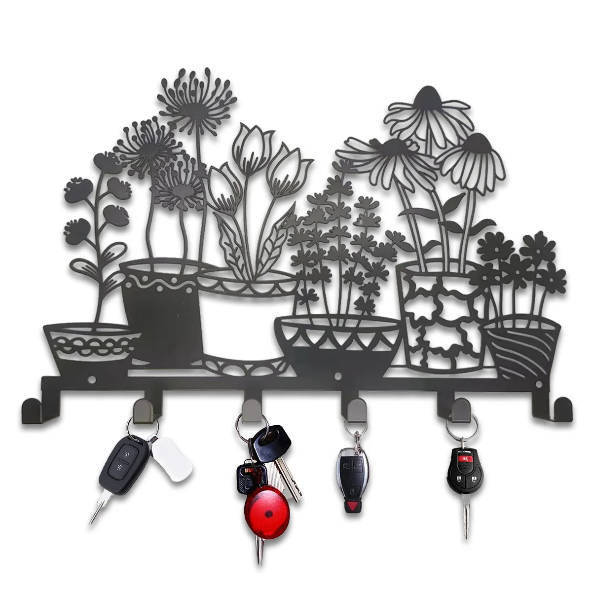 Metal Holder , Black Key Holder ,Coat Hanger, 6 Hooks, Coat Rack, Modern Wall Hangings, Entryway Coat Rack, Kitchen Holder