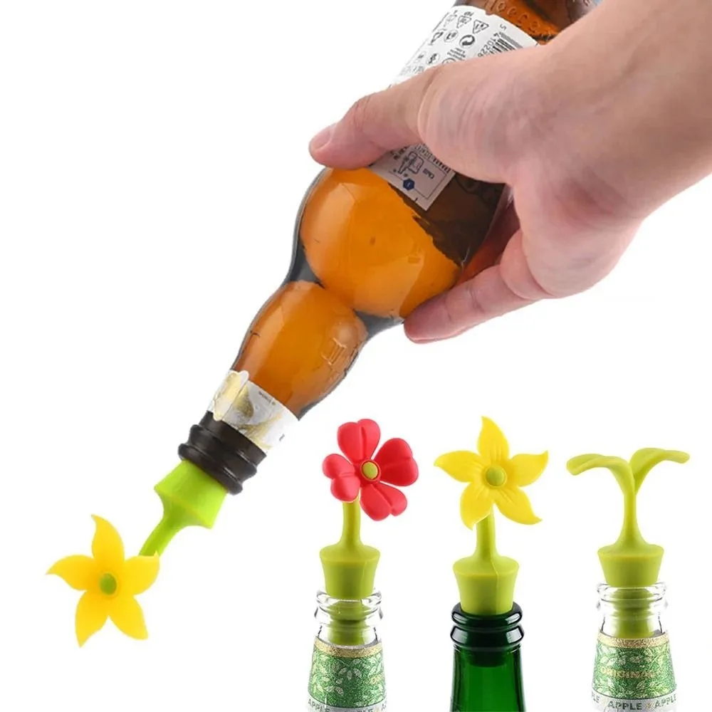 New Silicone Wine Bottle Stopper Flower Type Leak Proof Beer Cap Stopper Durable Wine Bar Accessories Bottle Sealer Stoppers view 3