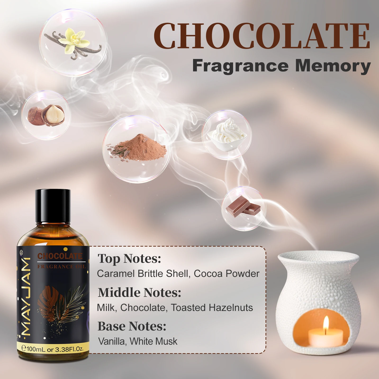 Mayjam fragrância óleo hotel lilás floresta pinho baía rhum chocolate branco santal aromas para difusor vela fazendo 100ml aroma óleo
