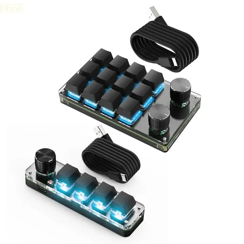 

E65E Mini Keyboard 4/12 Keys Macro Button Macropad Programming Support RGB Hotswap Keypad Mechanical Gaming Keyboard
