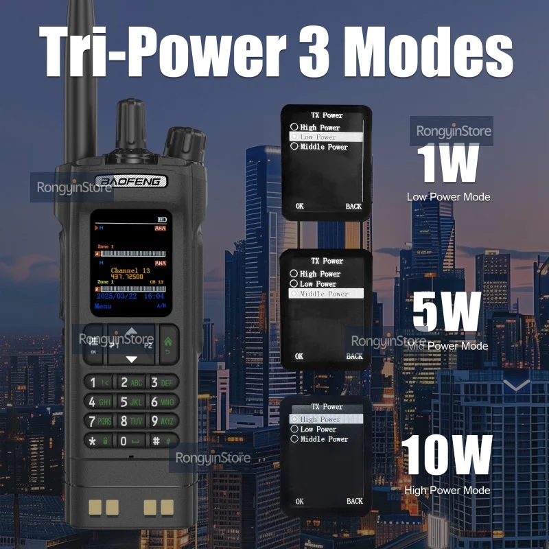 Baofeng Dm-32 DM32 Walkie Talkie DMR Радио GPS APRS Text Sms Aes256 10 Вт Dual Time Slot Tier 1+2 Зеленый/Черный Ham Radio дальнего действия