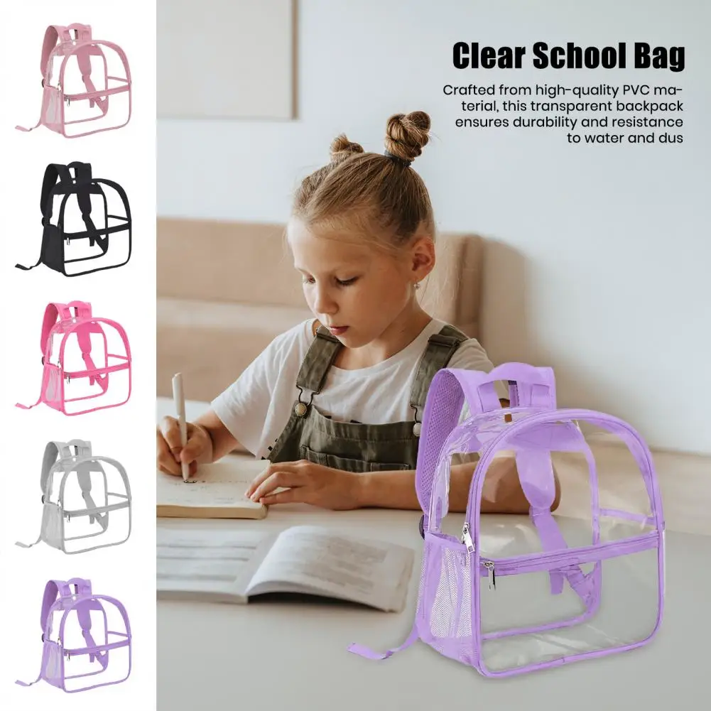 

Stadium Bag Capacity Transparent Backpack with Padded Mesh Shoulder Strap for Students School Travel Visible Pupil for Outdoor