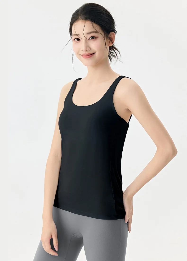 Yoga-Anzug Weste für Damen mit Brustpolster, Crop-Top, Integrierter Sport-Bodysuit, Pilates-Trainingsanzug, Ärmelloses Shirt, Außenweste – Detail 12