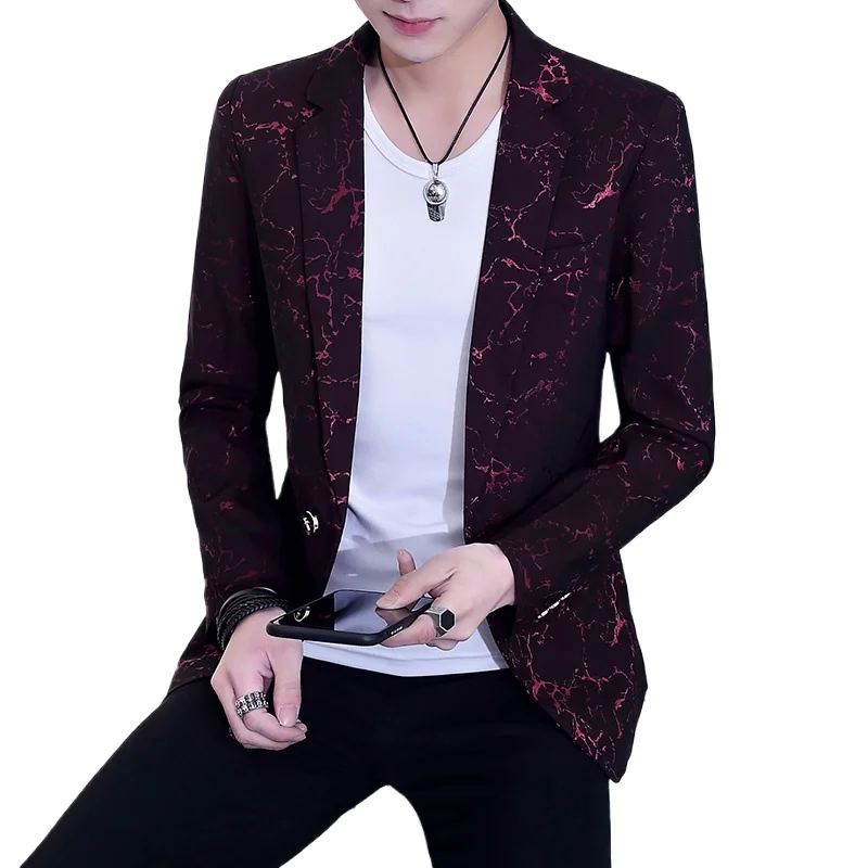 

The Main Push New Electric Shock Pattern Fashion Slim Trend Spring Burst Casual Small Suit Jacket Handsome Men's Clothing