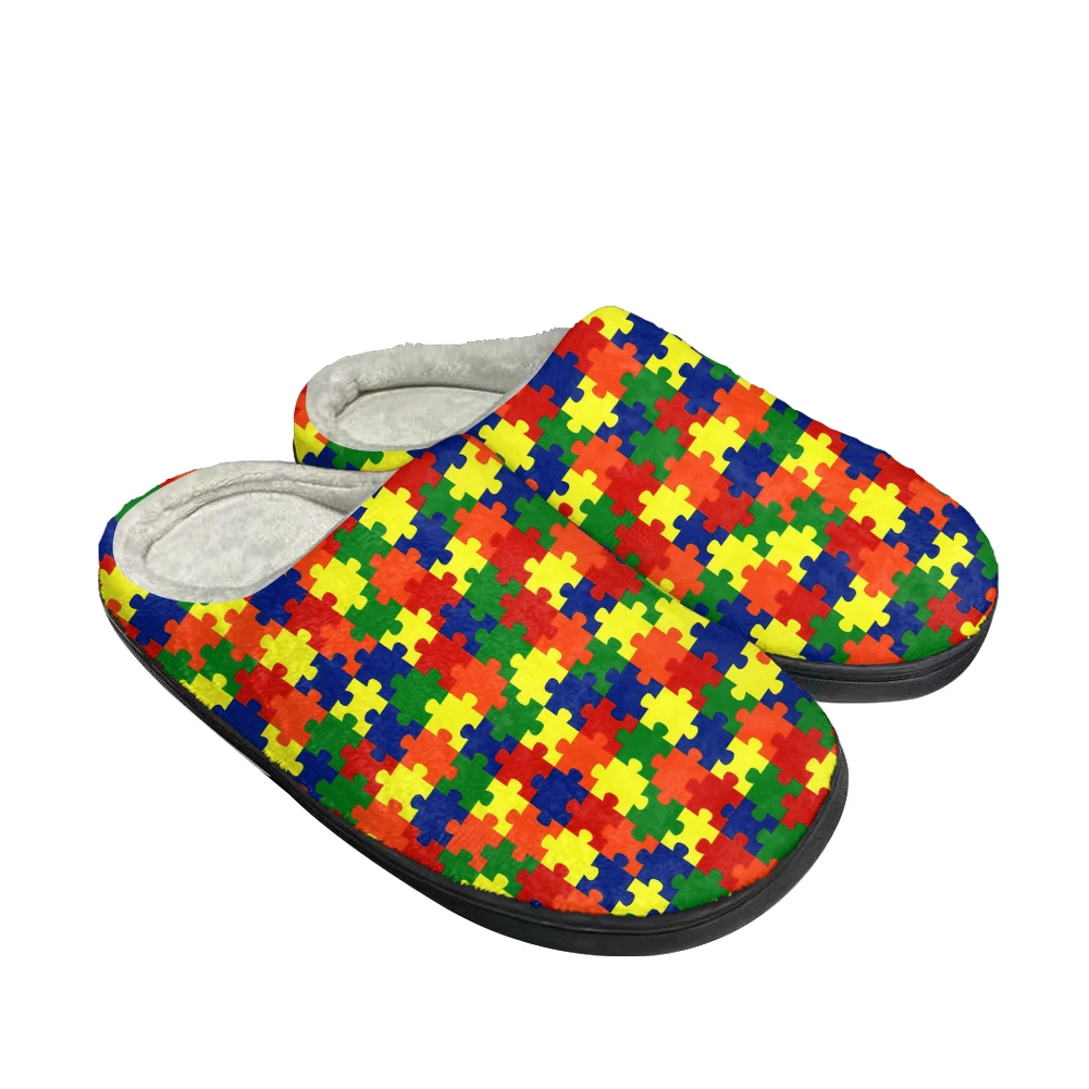 Pantofole personalizzate in cotone moda Uomo Donna Sandali jig per la consapevolezza dell'autismo Peluche Casual Mantieni calde Scarpe Pantofola comoda termica