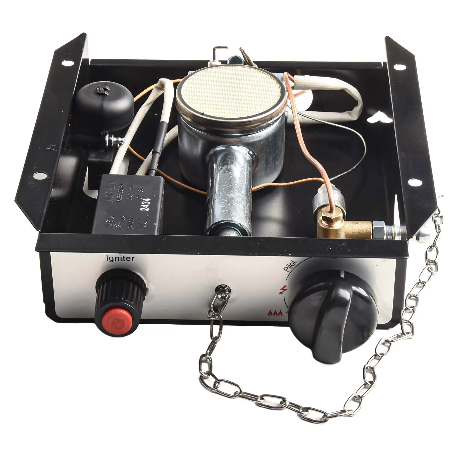 Glass Tube Burner 47,000 BTU Heater Outdoor Patio AAA Igniter Anti-tilt Safety Device Control Box With Thermocouple