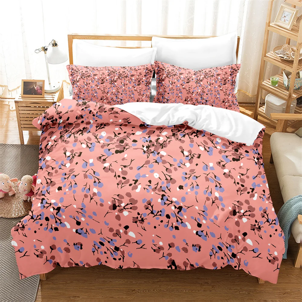 

3PCS Ink painting flowers and plants Bedding Sets Home Bedclothes Super King Cover Pillowcase Comforter Textiles Bedding Set