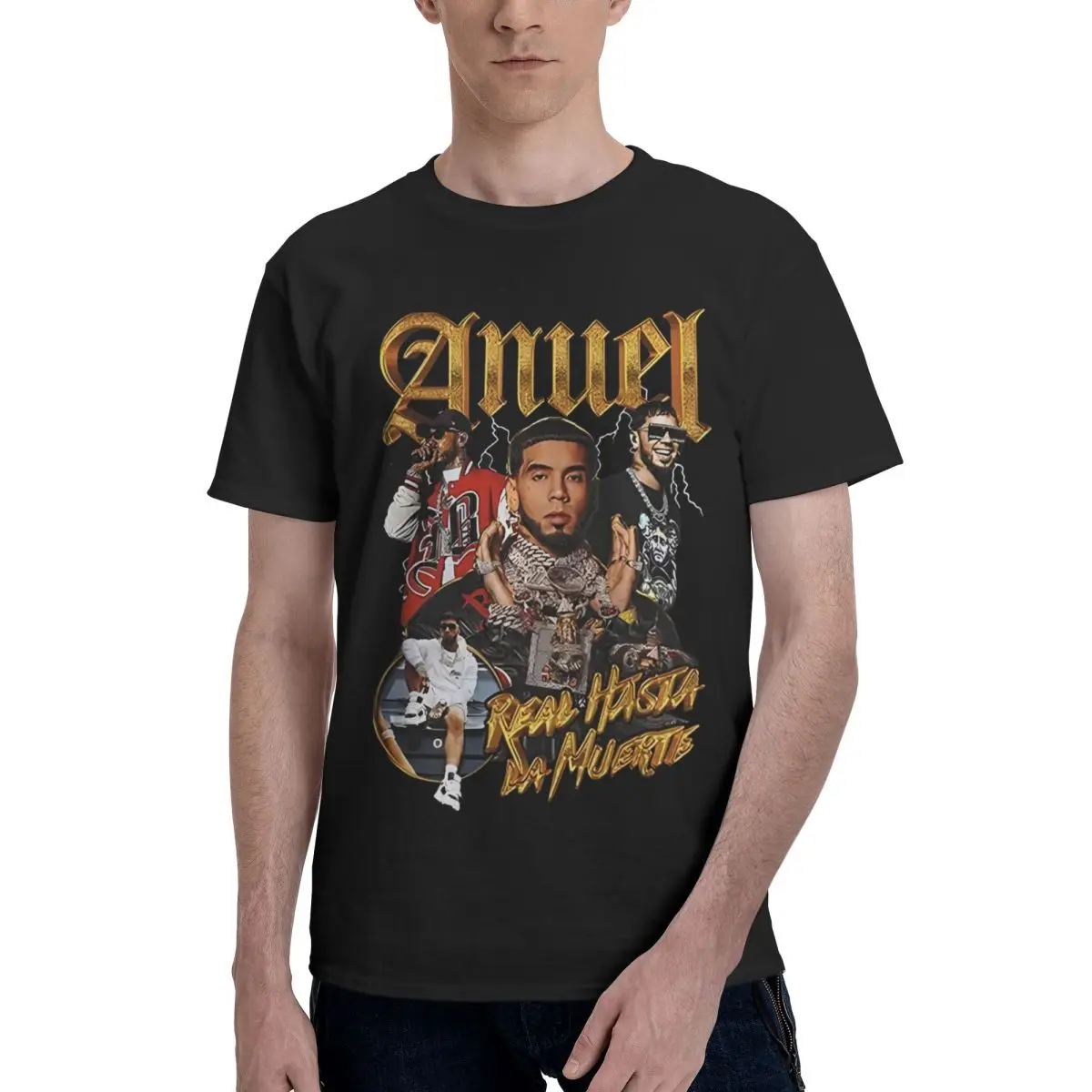 

Anuel AA, хип-хоп панк Ретро Presse 100% хлопок, повседневная дышащая удобная футболка, новые топы и футболки с рисунком