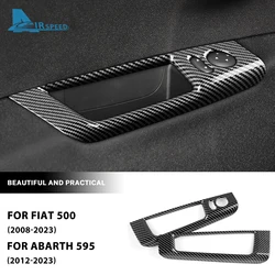 For Fiat 500 Abarth 595 695 2008-2023 ABS Carbon Fiber LHD Car Rearview Mirror Adjustment Window Button Switch Storage Sticker