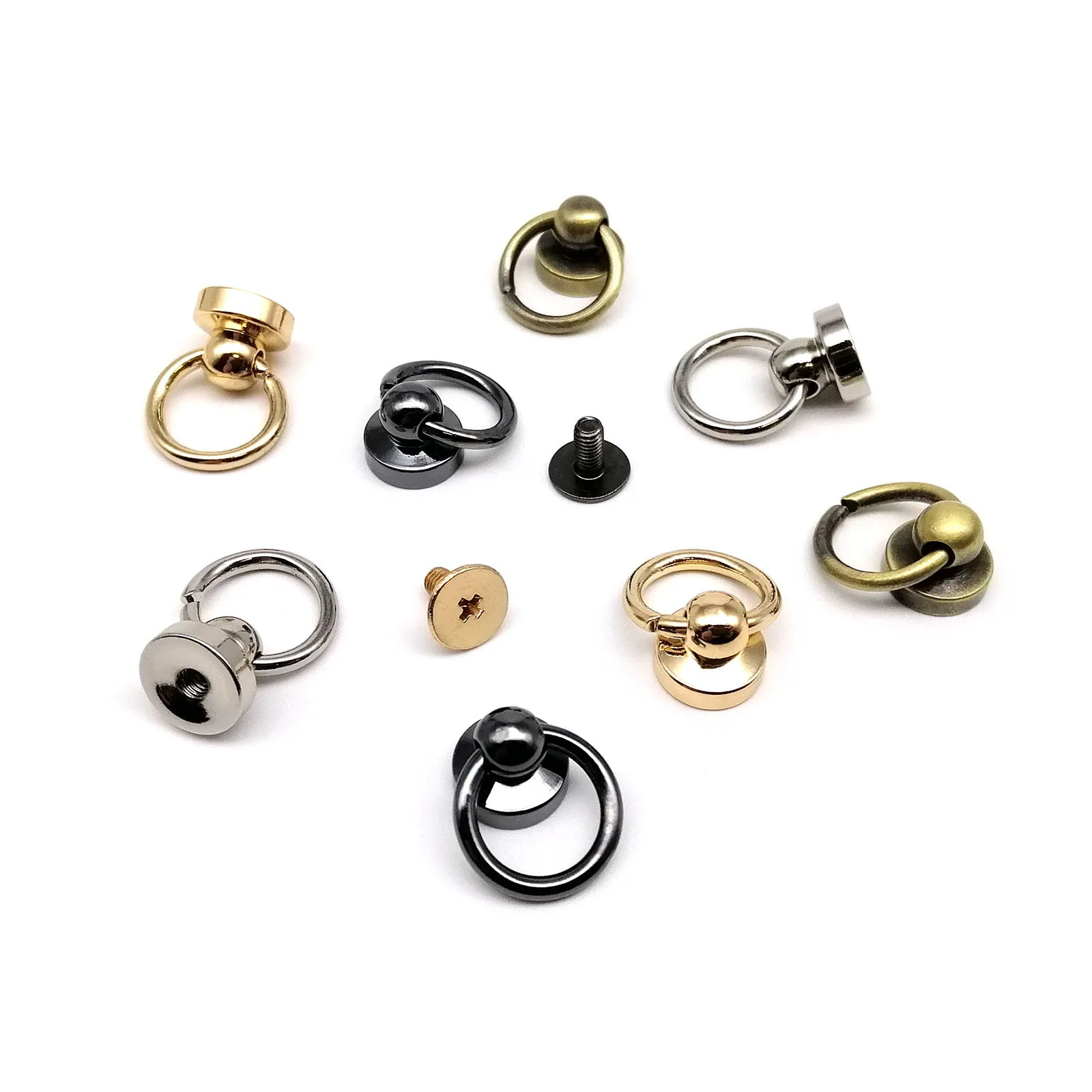 10 قطعة عالية الجودة الصلبة صمام كرة نحاسية مسمار برغي شيكاغو برغي عودة برشام مسمار مع O حلقة للجلود حزام حقيبة جراب هاتف لتقوم بها بنفسك #4