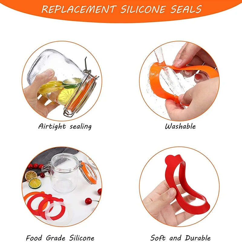 ABVC 12 Pieces Silicone Jar Gasket Replacement Jar Seal, Leak-Proof Airtight Gasket Sealing Rings Jar Lids Fitting Seals