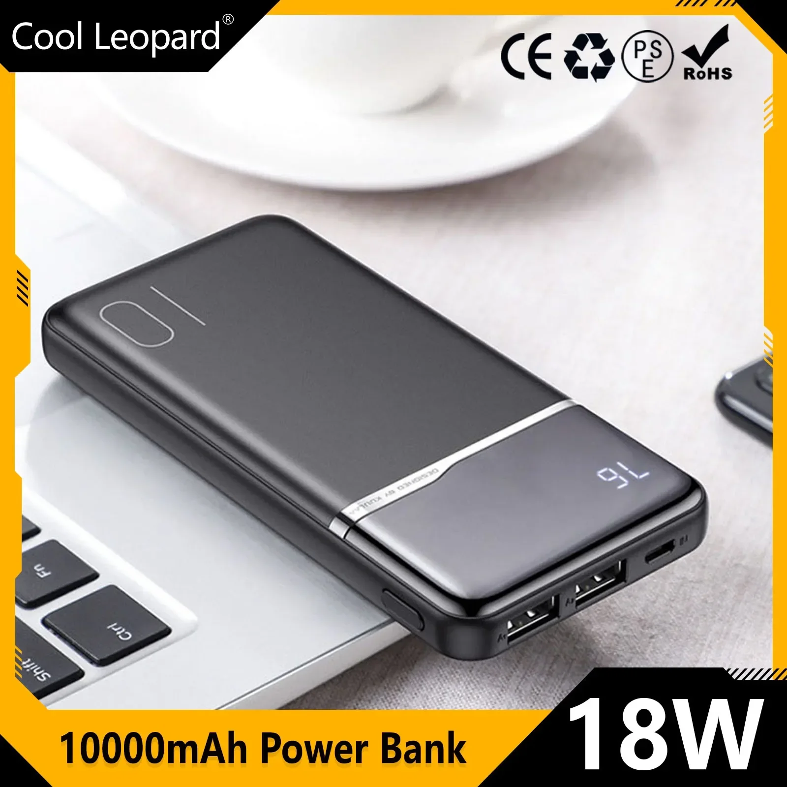 

PD 18W 2.4A Power Bank 10000mAh Large Capacity USB C Fast Charging External Auxiliary Battery For iPhone 15 14 Samsung Xiaomi