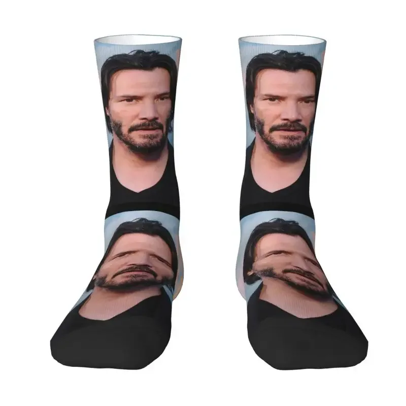 

Keanu Reeves Dress Socks Men's Women's Warm Funny Novelty Famous Actor Crew Socks