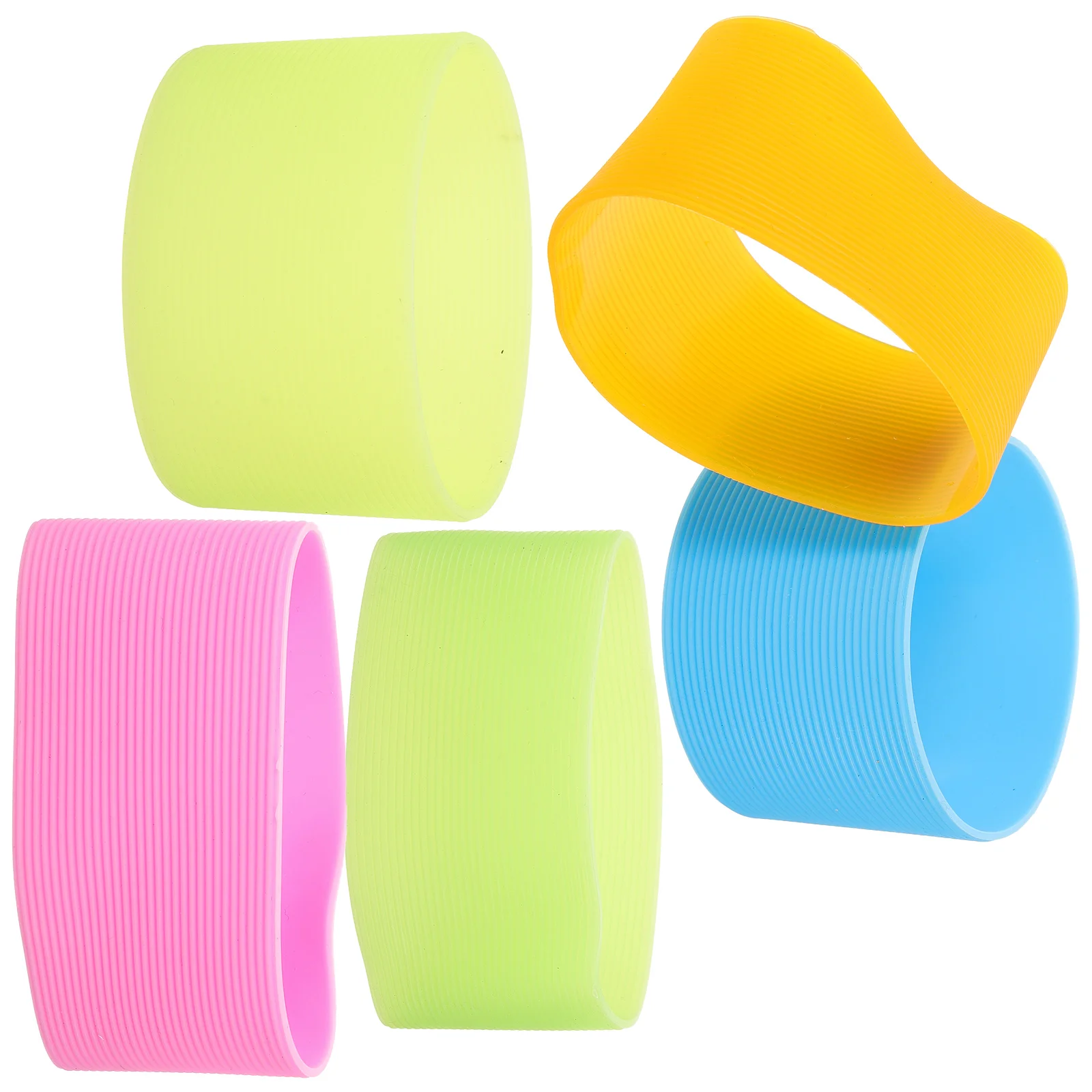 

5 Pcs Cup Sleeves Silicone Heat-Insulated Bottle Bands for Glass Cups Tumblers Anti-Scald Cover Protector Kitchen Bar