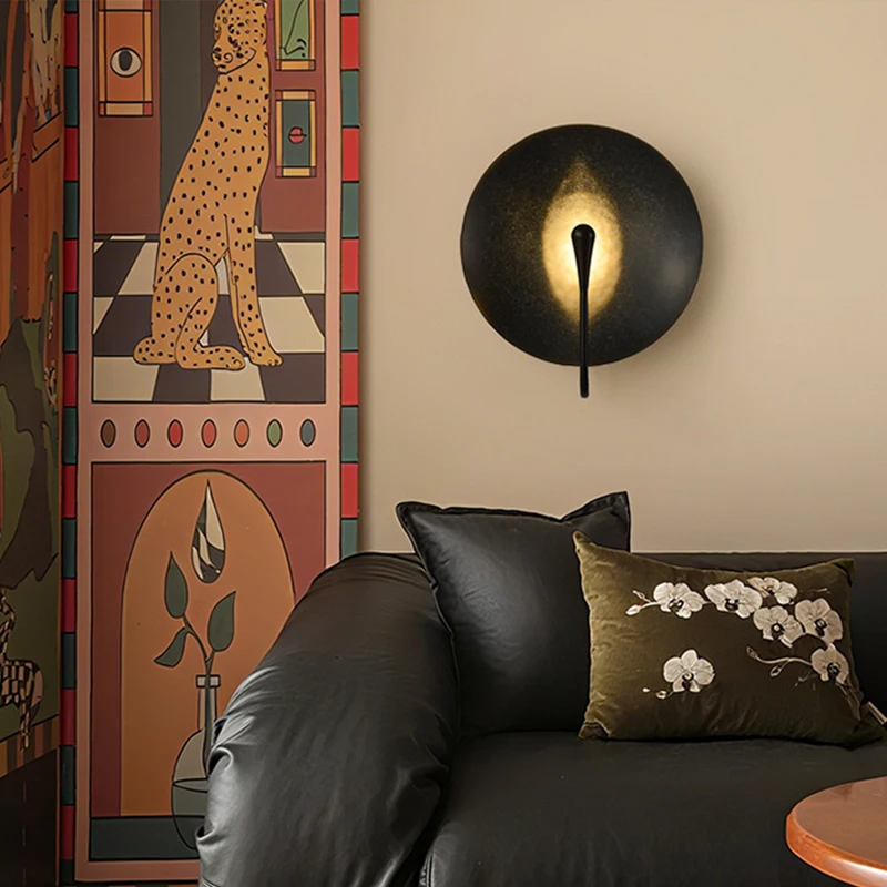 Metal Copper Wall Lamp Retro Creativity Wall Light Round Plate Loft Bar Cafe Restaurant Corridor Bedside Stairs Sconces Decor Li