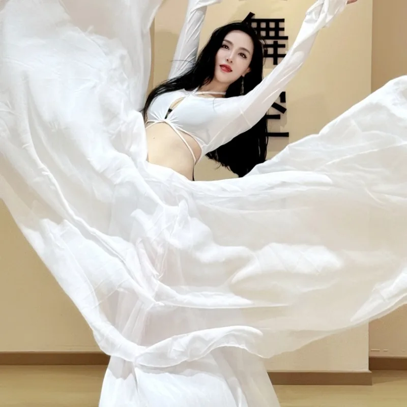 customized swegal Belly dance practice costume Oriental dance costumes 1300degree simulation silk tie large swing skirt beginner