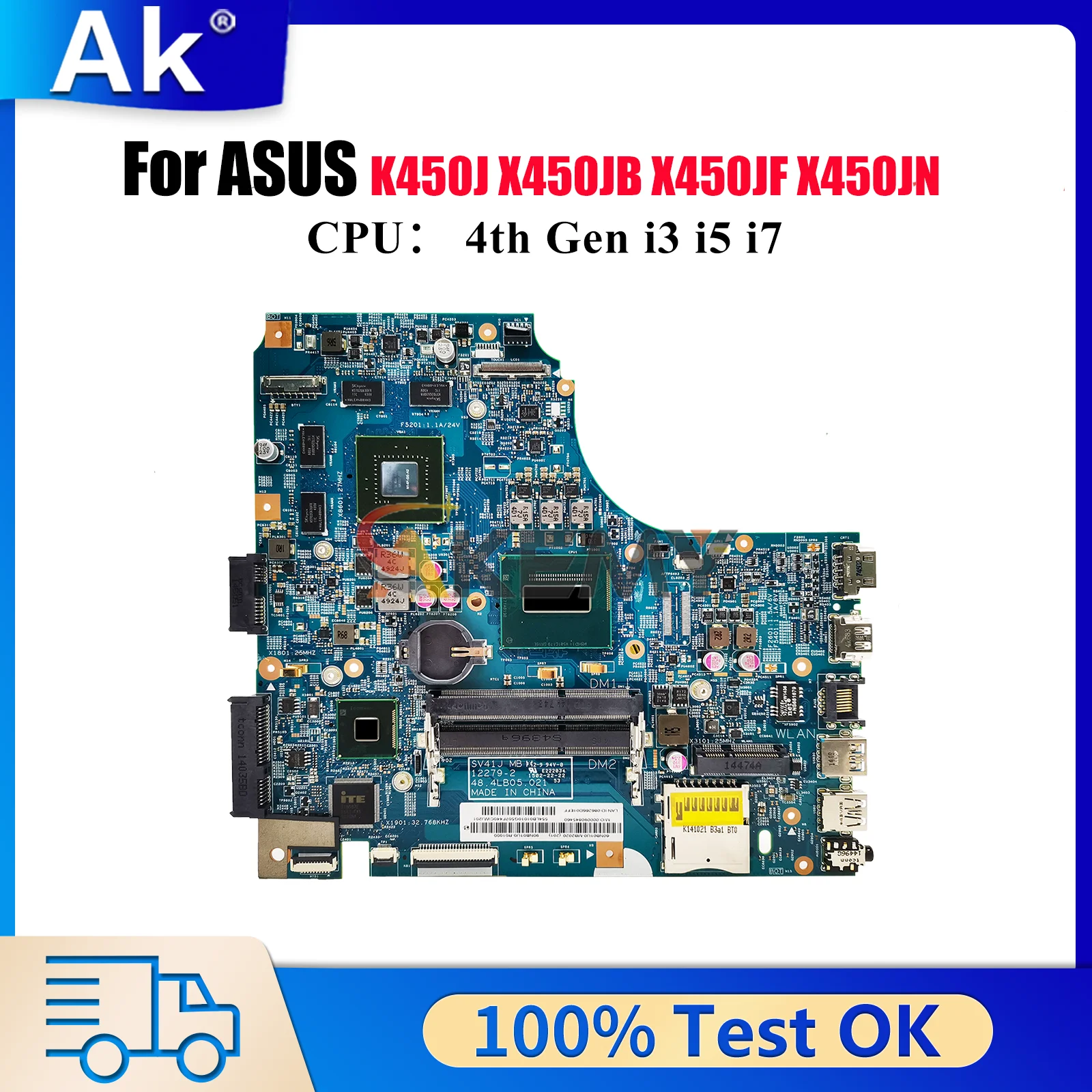 

X450JF Материнская плата для ноутбука ASUS VivoBook X450JN X450JF SV41J A450J K450J X450J X450JB Материнская плата для ноутбука с процессором i3 i5 i7