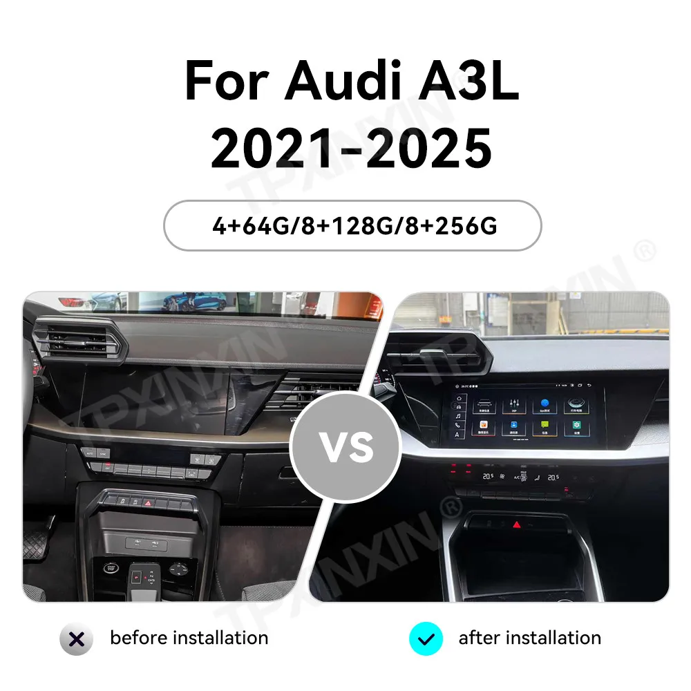 Android HD Screen For Audi A3L 2021~2025 GPS Navigation Car Radio Automotive Multimedia Video Stereo Receiver Carplay Head Unit