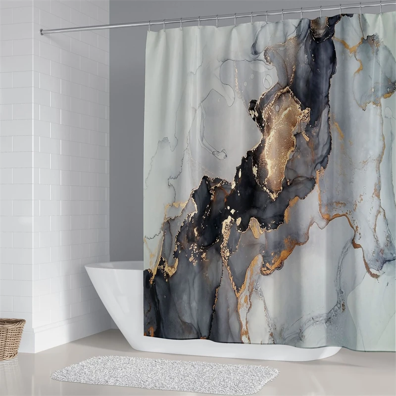 Modern Art Style Marble Luxury Shower Curtain Waterproof Home Decor Polyester Fabric Bathroom Curtains Toilet Cortinas De Ducha