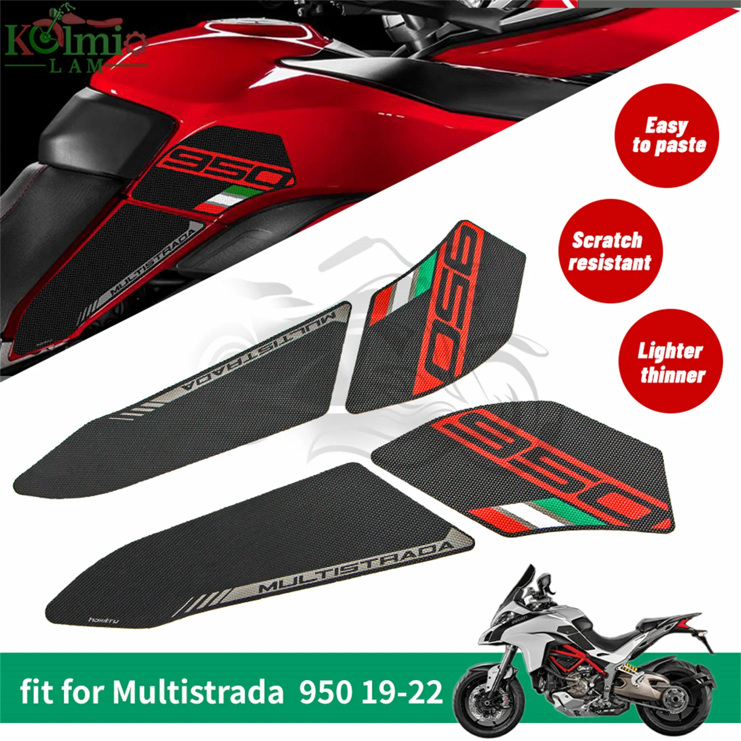 

Fit for 2019 - 2022 Ducati Multistrada 950 950S Motorcycle Tank Traction Side Pad Gas Fuel Knee Grip Decal 2020 2021 Accessories