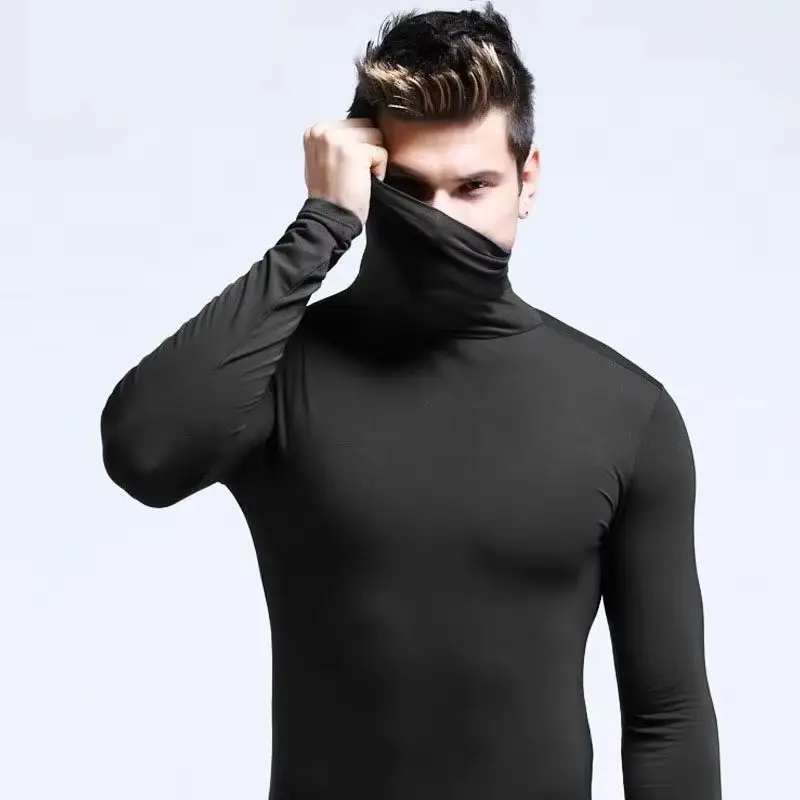 2026 New Thermal Tops Men Winter Clothes Thermal Shirt Autumn Men's Winter Tights High Neck Thin Slim Fit Long Sleeve T-shirt