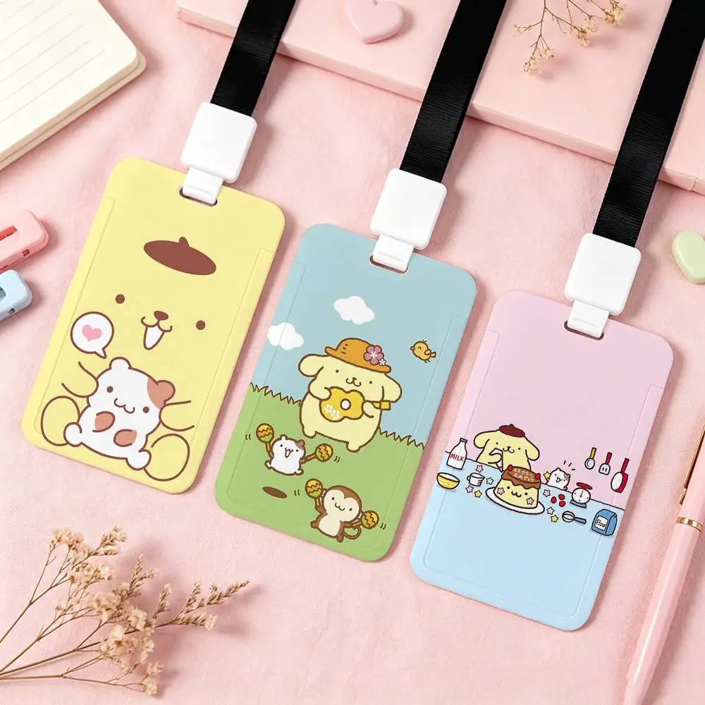 Cartoon P-Pompompurin NFC Contactless Sliding Card Sleeve For Student Cards, Bus Cards, ID Cards, And Work Permits