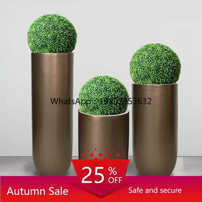 

LYY Fashion Glass Fiber Reinforced Plastic Round Floor-Standing Large Vase for Sales Office Soft Decoration