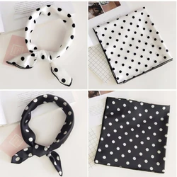 2025 Summer Brand Satin Scarf Square Women Foulard Dot Bandana Shawls And Wraps Fashion Lady Office Small Hair Neck Scarves