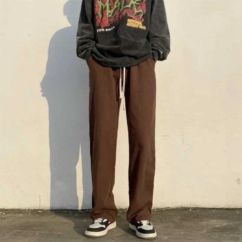 Cargo Pants For Men Brown Autumn Straight Trousers Man Aesthetic Big Size Korean Style With 2025 New In Cheapest Regular Fit