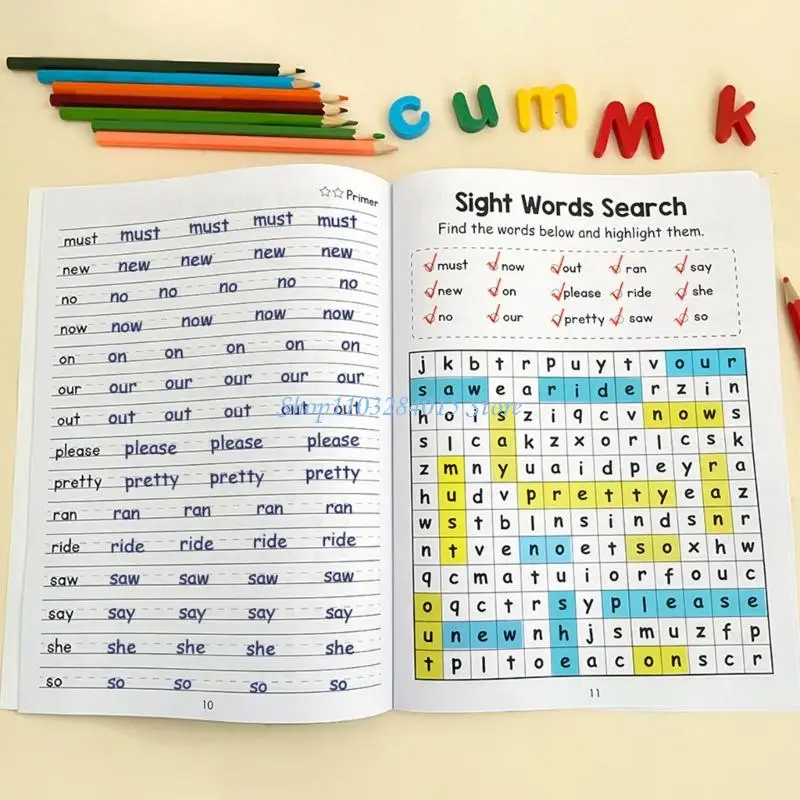 R6FF English Learning Materials White & Sight Words Search Presenting 500 High Frequency Terms With Contextual Examples